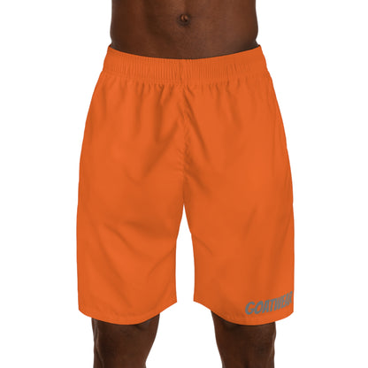 Men's Shorts: Neon Orange & Grey